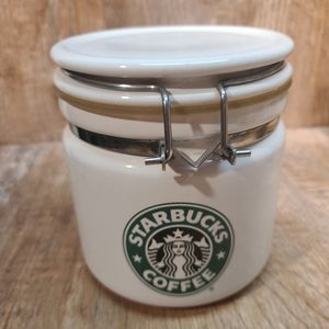 Starbucks Coffee White/Green Starbucks Canister Collectible Espresso Kichen.